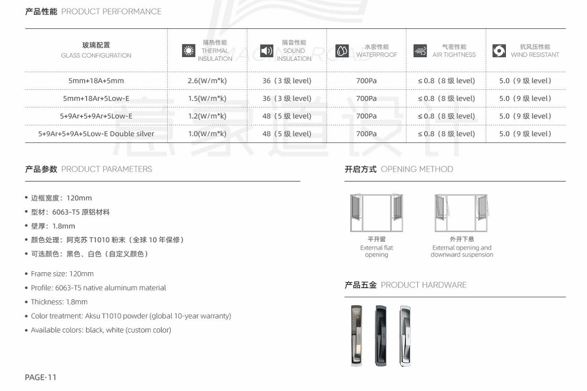 Casement Window\Tilt and Turn Window\Awning Window\Bridge Break System Window\​​Double internal opening\aluminum windows\Double Glazed Windows